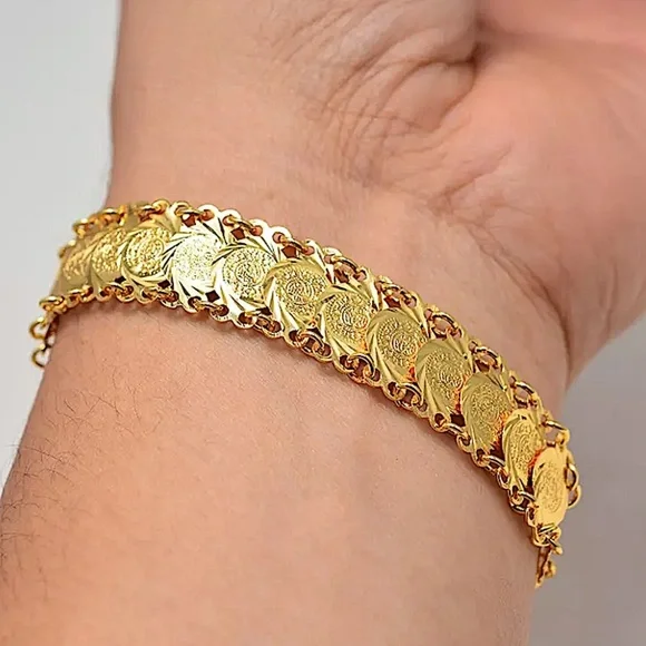 Gold Coin Charm Bracelet Gold Plated 18K - Picture 3 of 5
